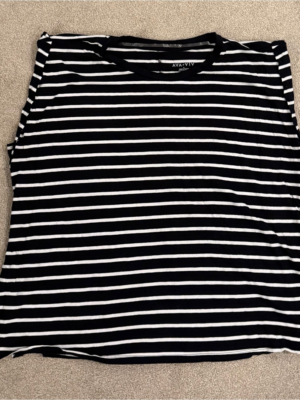 Ava & Viv Black and White Striped Women’s Dolman Top
